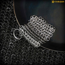 Mythrojan Chainmail Stainless Steel Scrubber Cast Iron Maintenance Lodge Cast Iron Skillet Scrubber for Cast Iron Griddle Cast Iron Wok Scrapper Easy Cast Iron Cook Pot Cleaning Cast Iron Care 10 X 10cm