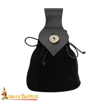Medieval Leather Belt Pouch with Genuine Horn Button Closure Medieval Leather Belt Pouch with Genuine Horn Button Closure
