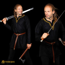 Mythrojan Embroidered Woolen Viking Tunic , Ideal for Vikings Warriors Rangers LARP SCA - Black Mythrojan Embroidered Woolen Viking Tunic , Ideal for Vikings Warriors Rangers LARP SCA - Black
