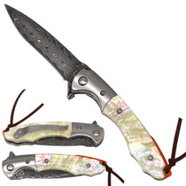 Sigma ball bearing folding knife, damascus blade