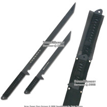 Dual Full Tang Blade Black Ninja Shinobi Combat Swords Machete with Sheath