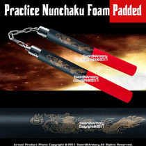 Black & Red Dragon Foam Padded Nunchuck with Chain Black & Red Dragon Foam Padded Nunchuck with Chain