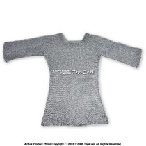 Chain Mail Haulbergeon Short  Sleeves with Head Coif Knight Armor LARP Costume