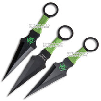 3 Pcs 9 Inch Zombie Killer Throwing Knife Thrower with Biohazard Symbol Keychain