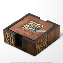 Stylish Hand Crafted 5 Piece Burnt Cow Horn Coaster Set