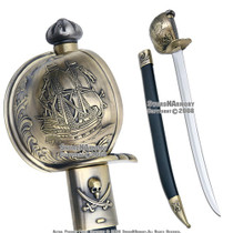 Pirates of Caribbean Cutlass Sword Basket Guard Saber Movie Replica with scab