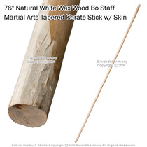 76" Natural White Wax Wood Bo Staff Martial Arts Tapered Karate Stick  with bark