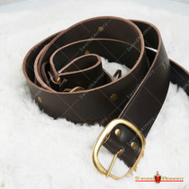 Double Wrap Brown Leather Sword Belt with Frog Medieval Viking Pirate