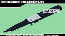 Spring Assisted Knife Stiletto Black Blade Folder Spring Assisted Knife Stiletto Black Blade Folder