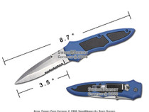 Blue Pocket Folding Knife With Serrated Blade Liner Lock