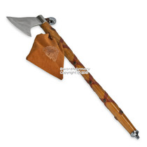 Tomahawk Tobacco Peace Pipe Hatchet Axe w/ Leather Wrap Handle & Chieftain Pouch