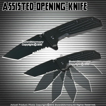 Spring Assisted Open Pocket Folding Knife Half Serrated Tanto Blade Spring Assisted Open Pocket Folding Knife Half Serrated Tanto Blade