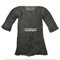 Black Medium Size Hauberk Round Ring Riveted Medieval Chainmail Shirt SCA LARP