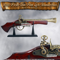 17 Decorative Naval Pirate Toy Gun Flintlock Blunderbuss Replica Pistol  w/Stand