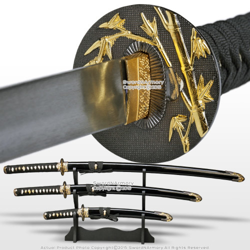 Japanese Bushido Last Samurai Sword Set Katana Wakizashi Tanto w/ Stand