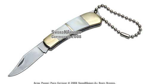 Mother of Pearl Handle Key Chain Pocket Folder Knife 1