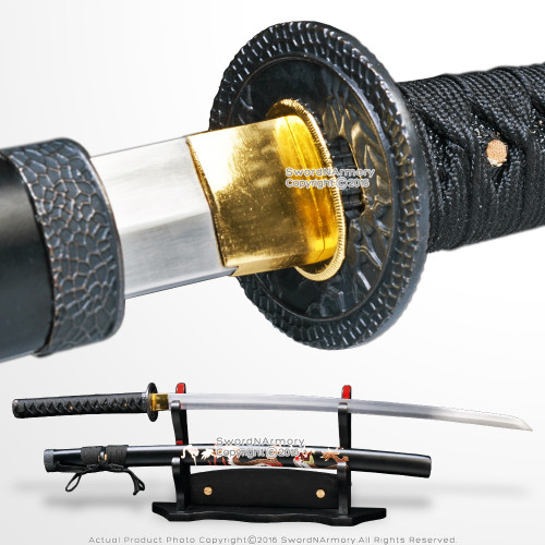 39" Handmade 1045Steel Katana Samurai Sword with Handcrafted Dragon Saya Sharp