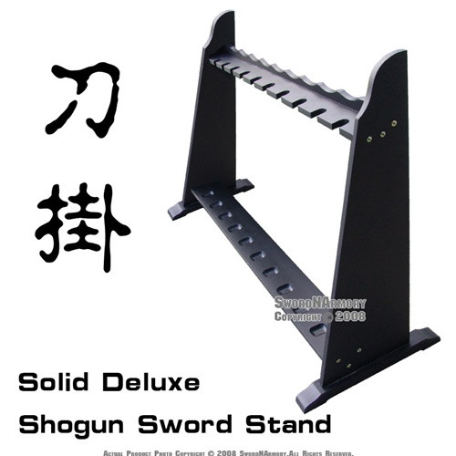 Vertical Shogun Style Upright Stand Samurai Sword Display Stand Hold 10 katana