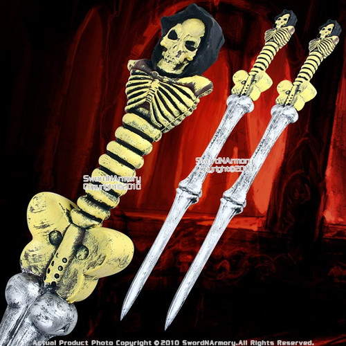 38" Set of 2 Foam Padded Skeleton Bone Fantasy Swords LARP