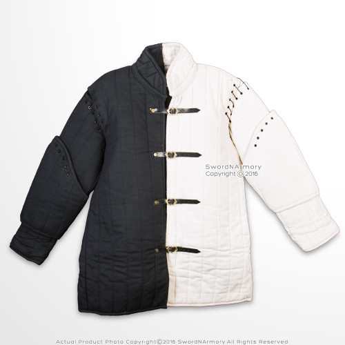 Large Size Gambeson Type I Medieval Padded Armour Coat SCA WMA Arming Jacket BW Large Size Gambeson Type I Medieval Padded Armour Coat SCA WMA Arming Jacket BW
