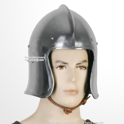 Functional Medieval Barbute Open Face Celeta Helmet 16G Steel w/ Liner SCA LARP