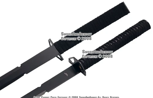 Dual Full Tang Black Ninja Sword W/Sheath 2 In 1 Blade