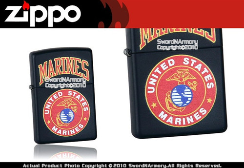 US Marine USMC Black Zippo Lighter Brand New 218-539