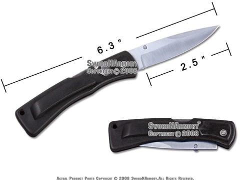 6.75" Pocket Folding Knife With Drop Point And 440 S.S Blade