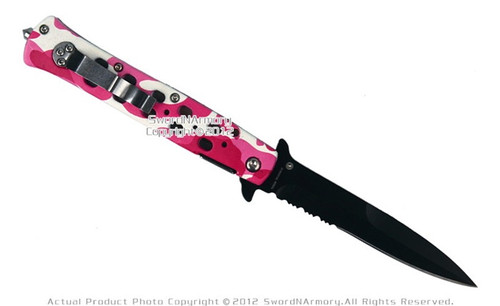  2,95” Serrated Blade Pink Knife - Pocket Knife for