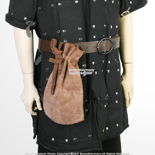 Medieval Pagan Reenactment Money Bag In Suede Brown Medieval Pagan Reenactment Money Bag In Suede Brown