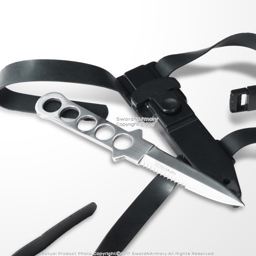 Scuba Diving Knife Serrated Dagger Snorkeling Spearfishing Blade with Leg Straps