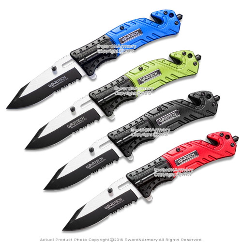 Spring Assisted Survival Folding Knife w/ Flashlight Belt Cutter Glass Breaker Spring Assisted Survival Folding Knife w/ Flashlight Belt Cutter Glass Breaker