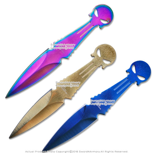 Ultimate Ninja Warrior Titanium Coated Throwing Knives Set of 3 Rainbow  Finish - Edge Import