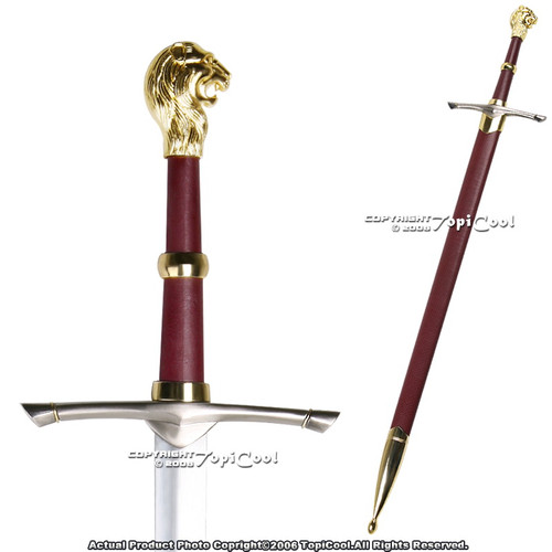 Red Medieval Templar Knight Crusader Princes Peter Sword with Lion Head Handle Red Medieval Templar Knight Crusader Princes Peter Sword with Lion Head Handle