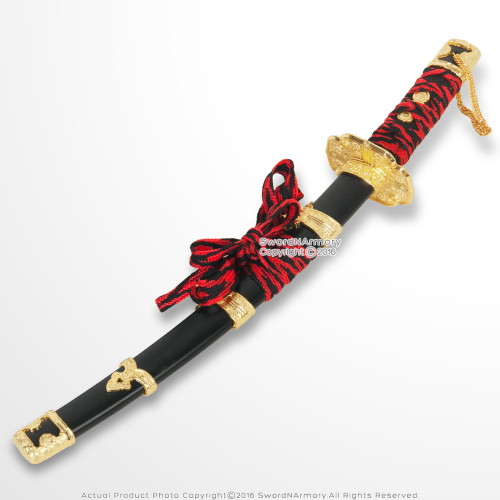 Red Musashi Samurai Katana Sword Letter Opener W/ Vertical Stand 