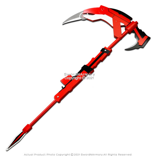 53.5" Wood Crescent Rose Ruby Scythe Fantasy Cartoon Anime Cosplay Costume Prop 53.5" Wood Crescent Rose Ruby Scythe Fantasy Cartoon Anime Cosplay Costume Prop