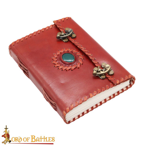 Medieval Journal with Embedded Stone Handcrafted Genuine Leather Diary Notes