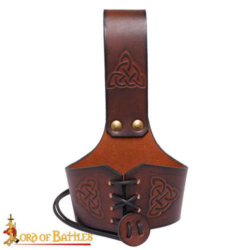 Handcrafted Horn Holder with Embossed Celtic Knot Design Handcrafted Horn Holder with Embossed Celtic Knot Design