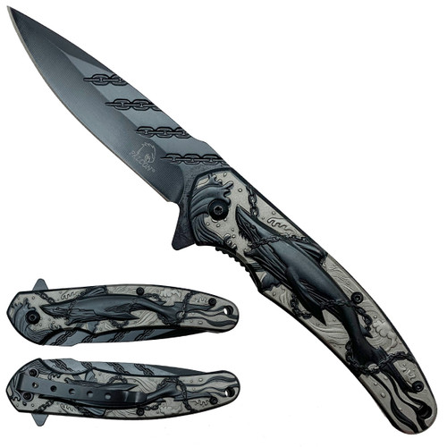 Shark Folding Knife Black And Grey