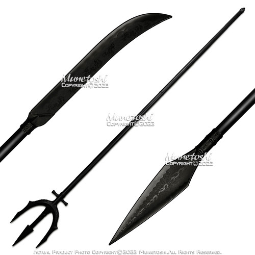 64” Polypropylene Modular Customizable Shaft Spear Trident Naginata Heads Rd Blk