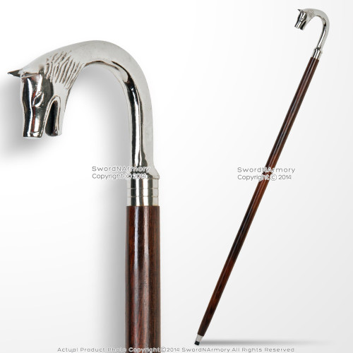 35.5" Handmade Sheesham Wood Gentleman Walking Cane with Wolf Solid Brass Handle 35.5" Handmade Sheesham Wood Gentleman Walking Cane with Wolf Solid Brass Handle