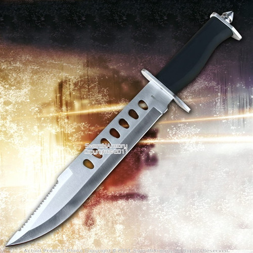 Fixed Blade Serrated Survival Knife W/ Black Sheath