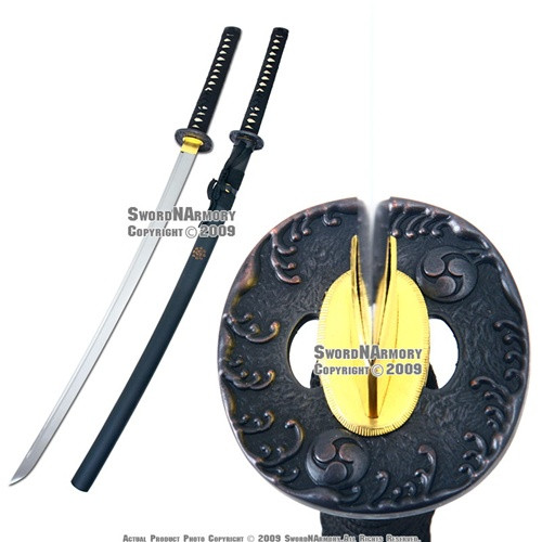 Handmade Full Tang Samurai Katana Sword Sharp Blade with Tomoe Tsuba