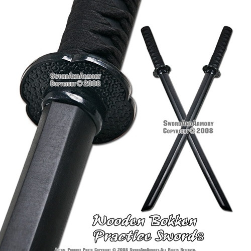 2Pcs Wakizashi Set Wooden Bokken Practice Samurai Sword 2Pcs Wakizashi Set Wooden Bokken Practice Samurai Sword