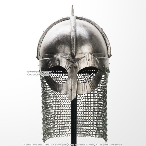 Gjermundbu 16G Steel Functional Viking Helmet with Chainmail Coif