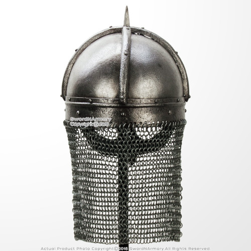 Gjermundbu 16G Steel Functional Viking Helmet with Chainmail Coif