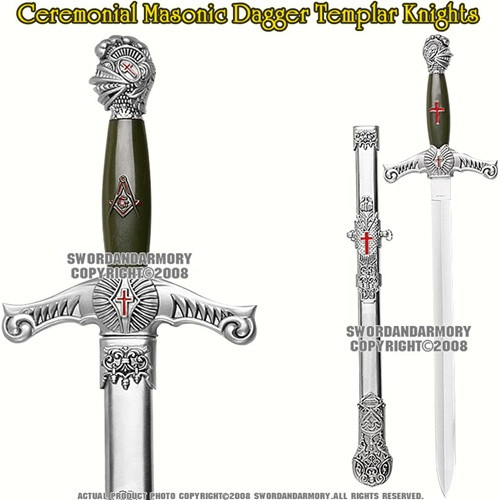 Ceremonial Masonic Knights Templar Short Sword Dagger With Scabbard