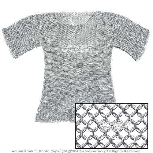 Large Medeival Chain Mail Haubergeon Half Sleeves Aluminum Butted LARP Costume