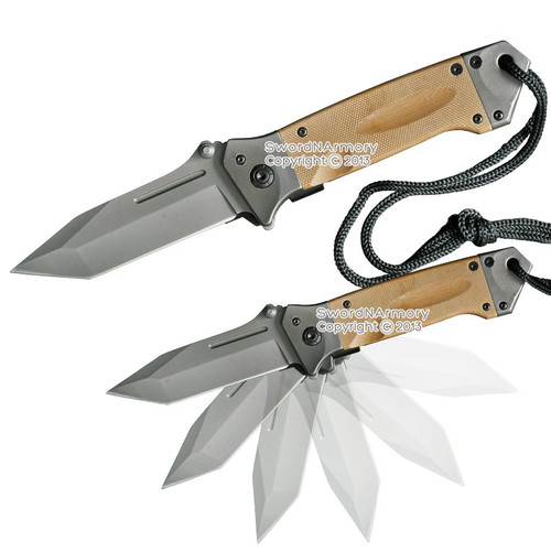 8Cr14Mov Steel Blade Assisted Opening Tactical Rescue Knife Brown G10 Handle