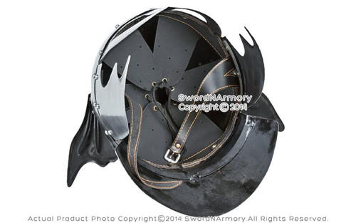 Medieval Warrior Brand 20G Steel Winged Viking Helmet w/ Leather Liner 